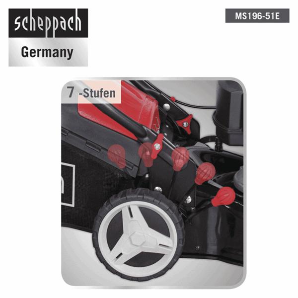 Rasenmäher MS196-51E scheppach – 6PS | 51cm | Antrieb | 60L Fangbox – Bild 3